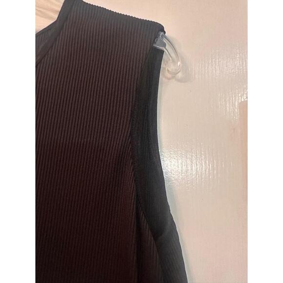 Bon Worth Womens Tank Top Size LP Black Ribbed Side Slit Hem Casual Basic - Picture 5 of 7